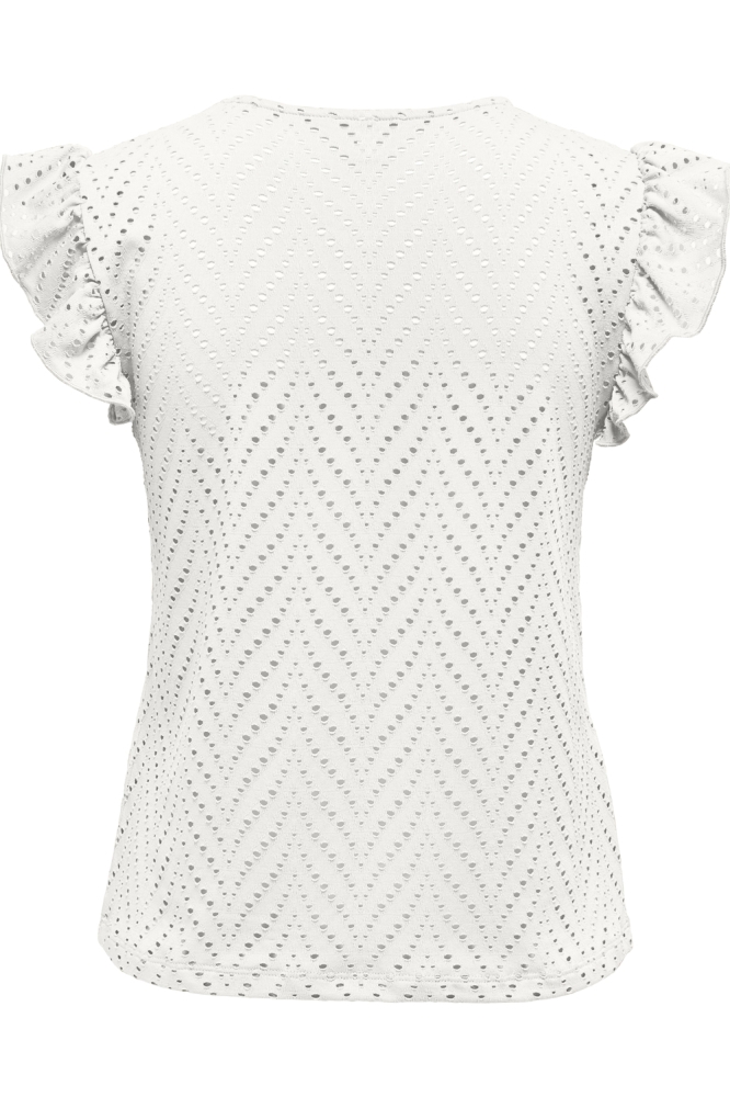ONLSMILLA S/L V-NECK FRILL TOP JRS 15349061 CLOUD DANCER